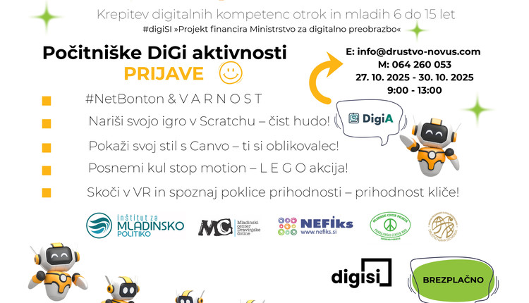 Zbiramo prijave za B R E Z P L A Č N E  J E S E N S K E  P O Č I T N I Š K E DiGi aktivnosti!