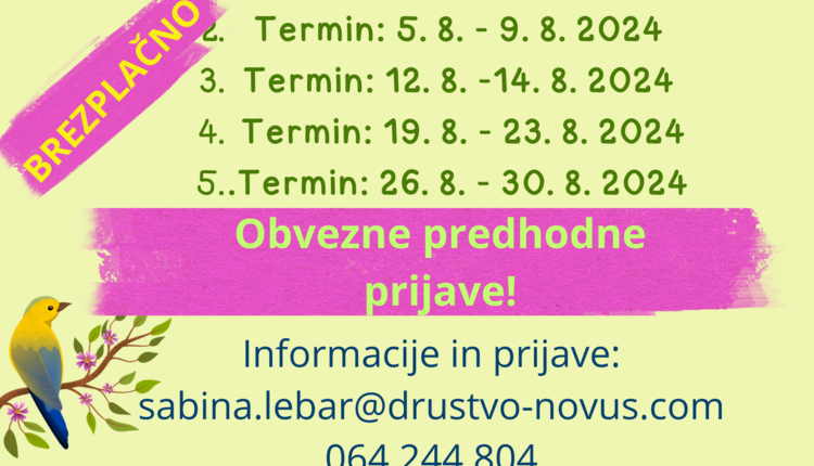 Poletne družinske urice za otroke 2024