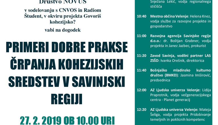 PRIMERI DOBRE PRAKSE ČRPANJA KOHEZIJSKIH SREDSTEV V SAVINJSKI REGIJI