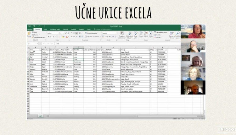 Sodelujemo in se učimo: Skupaj - 3.Računalniška delavnica Excel-a