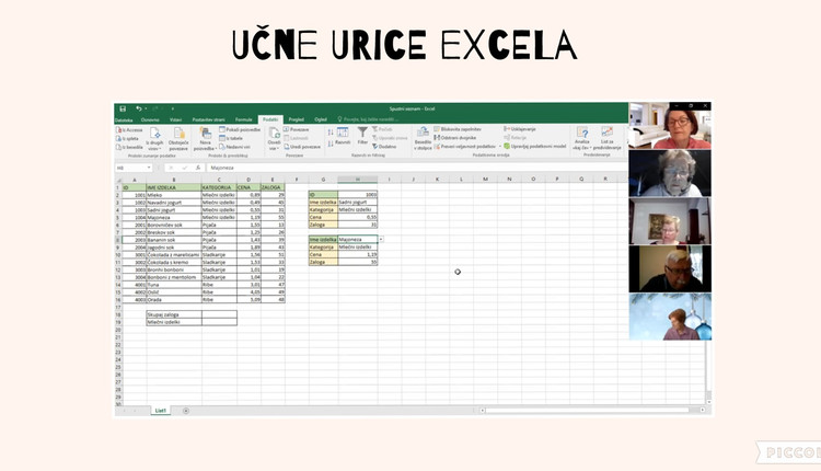 Sodelujemo in se učimo: Skupaj - 8.Računalniška delavnica Excel-a