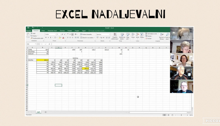 Sodelujemo in se učimo: Skupaj - 11.Računalniška delavnica Excel-a
